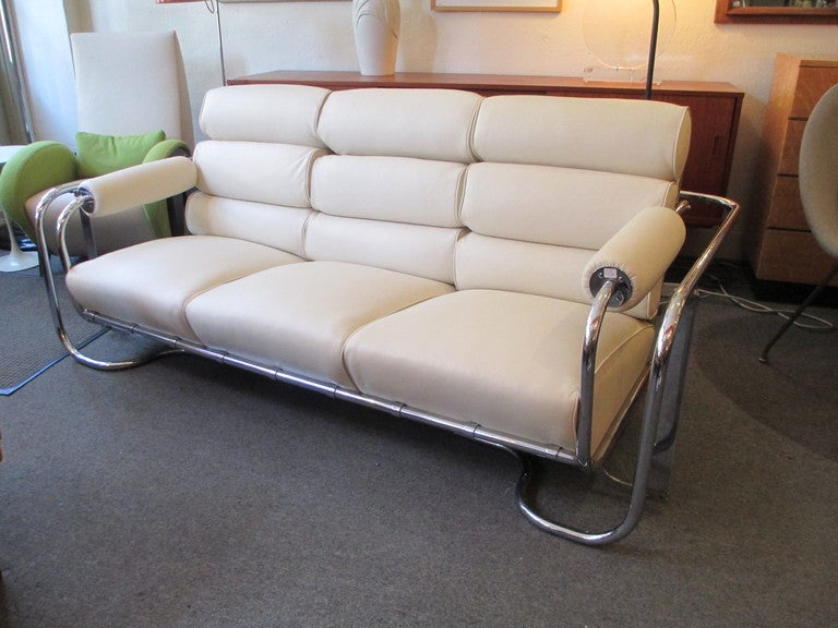 Gilbert Rohde's American Machine Age Glider   The Troy Sunshade Companies Streamline Metal division list the April 15th 1937 price of this glider at $221 in their 50th Anniversary Cateloque.  .  This piece was designed for one of the spec homes